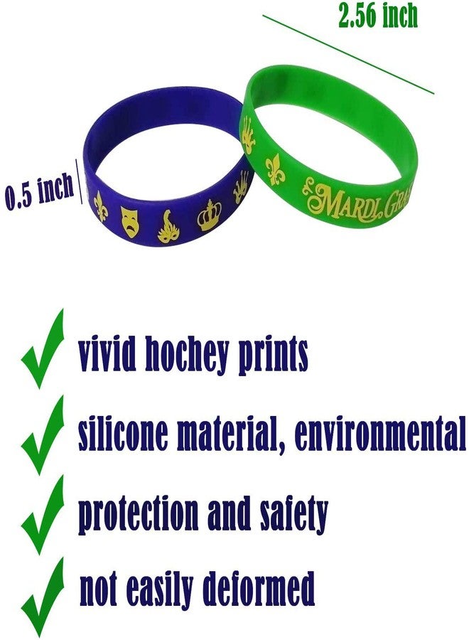 CupaPlay 60PCS Mardi Gras Party Favors Rubber Wristbands - Carnival Birthday Party Supplies Decorations Goodie Bag Stuffers Fillers Silicone Wristband - Image 2